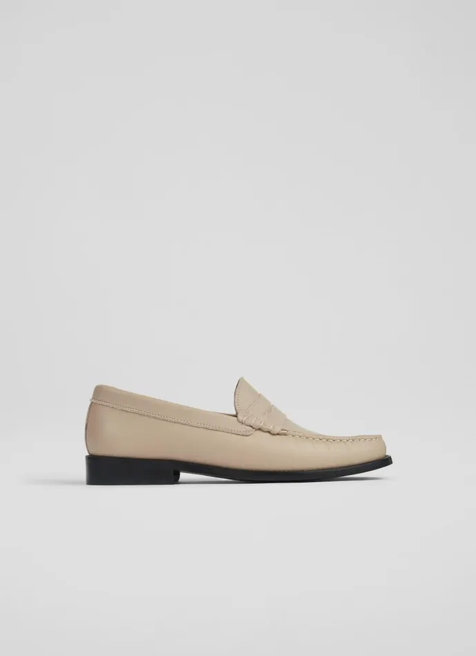 Women Flats LKBennett Solo Latte Leather Loafers Natural