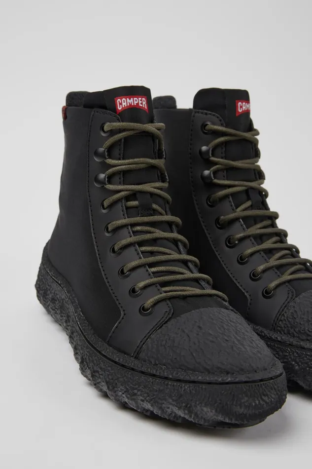 Women Ground PrimaLoft MICHELIN Black Textile And Leather Ankle Boots Camper Ankle Boots