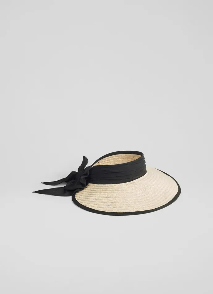 Women Hats and Fascinators LKBennett Rosemary Natural Raffia Wide Brim Visor
