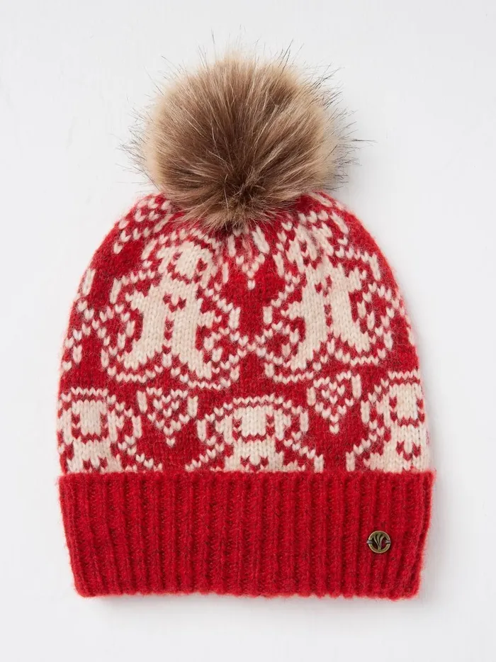 Women Hats Fat Face Red Ginger Bread Beanie Hat