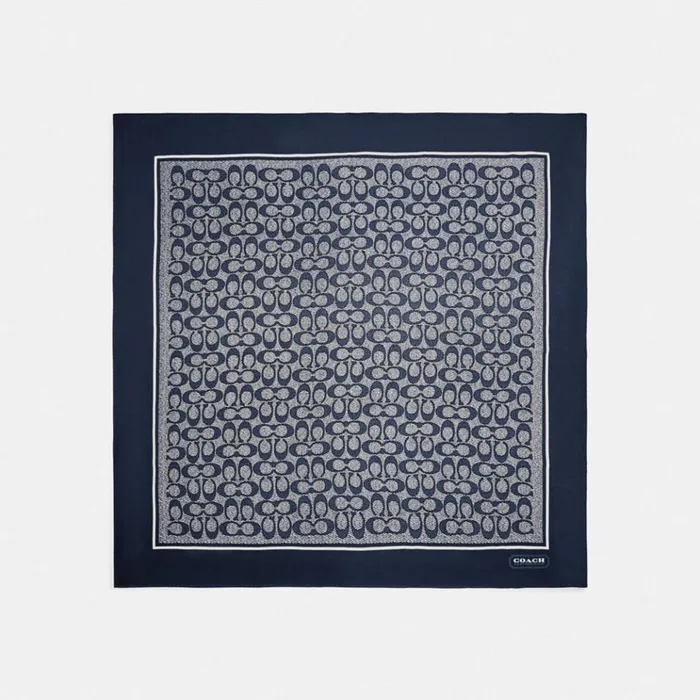 Women Hats Scarves and Gloves Coach Vintage Signature Print Silk Square Scarf Midnight Navy Women Hats Scarves and Gloves Coach Vintage Signature Print Silk Square Scarf Midnight Navy