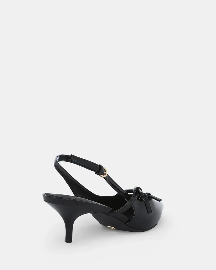 Women IMILIA Black Patent Kitten Heels Party NOVO Shoes