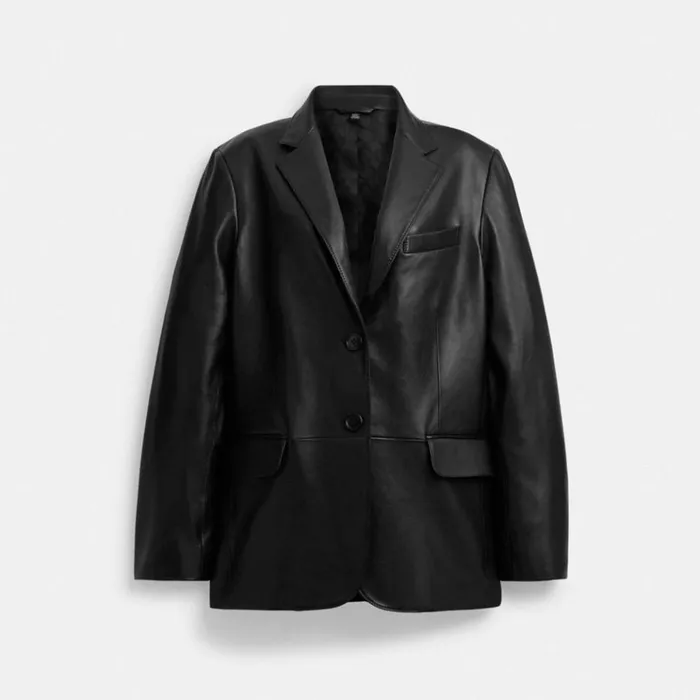 Women Jackets and Outerwear Coach Leather Blazer Black