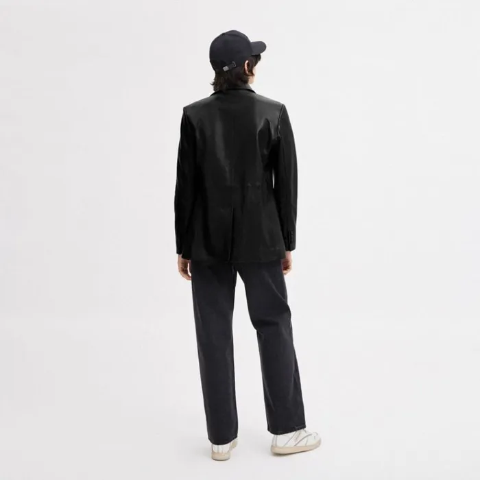 Women Jackets and Outerwear Coach Leather Blazer Black