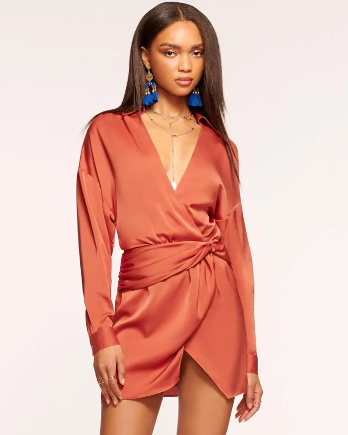 Women Jaymie Wrap Mini Dress Black Ramy Brook Dresses