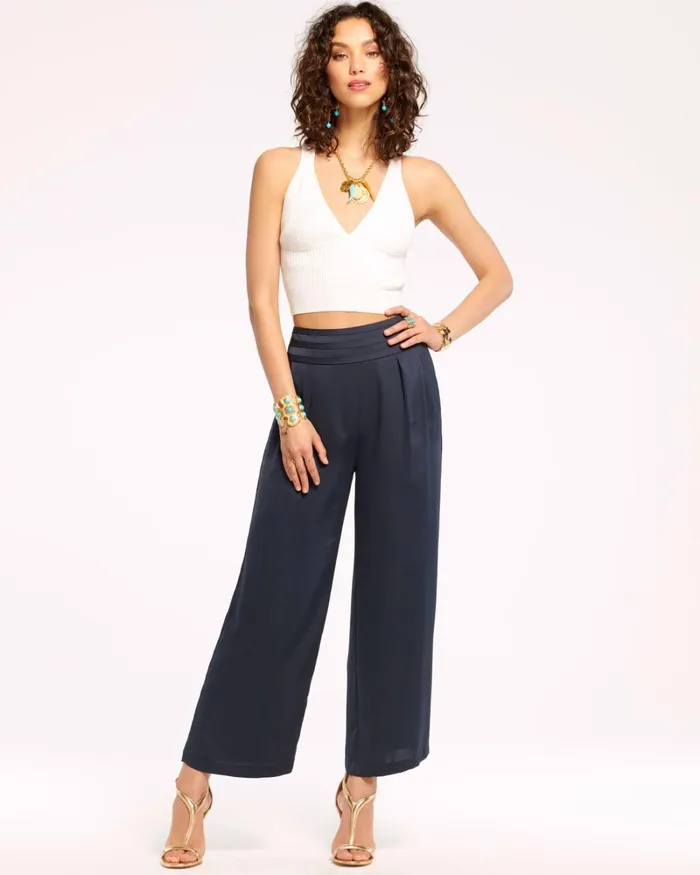 Women Joss Cropped Wide Leg Pant Ivory Ramy Brook Pants
