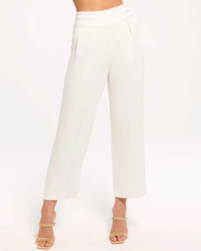 Women Joss Cropped Wide Leg Pant Ivory Ramy Brook Pants