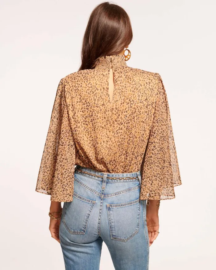 Women Julia Mock Neck Top Spotted Camel Ramy Brook Tops Women Julia Mock Neck Top Spotted Camel Ramy Brook Tops