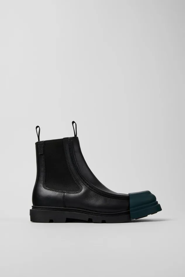 Women Junction Black Leather Chelsea Boots Camper Ankle Boots