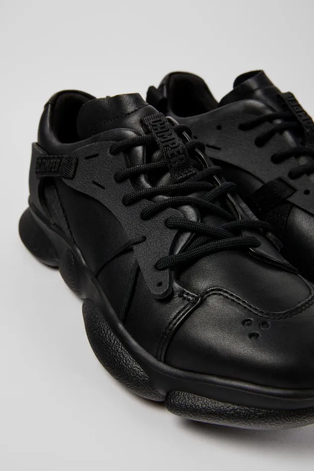 Women Karst Black Leather And Textile Sneakers Camper Sneakers
