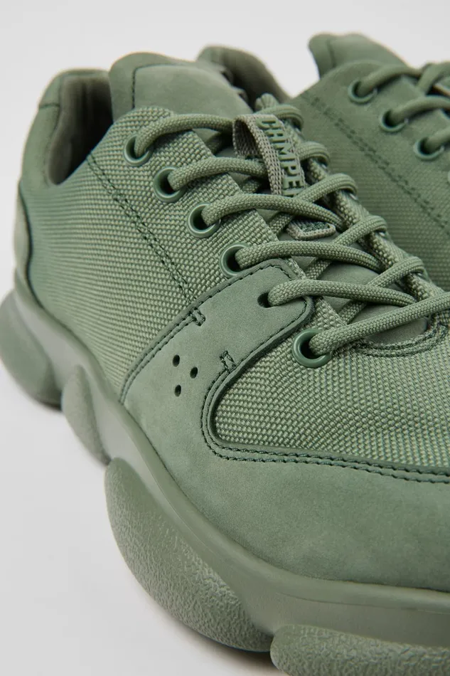 Women Karst Green Leather And Recycled PET Sneakers Camper Sneakers