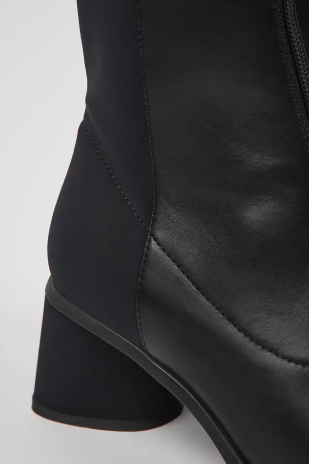 Women Kiara Black Leather And Recycled PET Boots Camper Ankle Boots