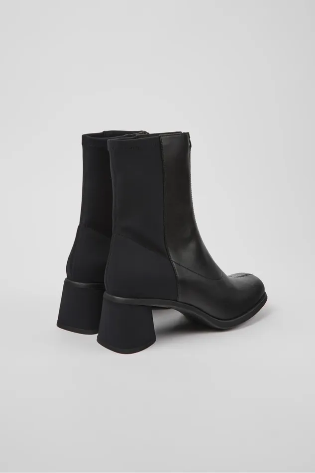 Women Kiara Black Leather And Recycled PET Boots Camper Ankle Boots Women Kiara Black Leather And Recycled PET Boots Camper Ankle Boots