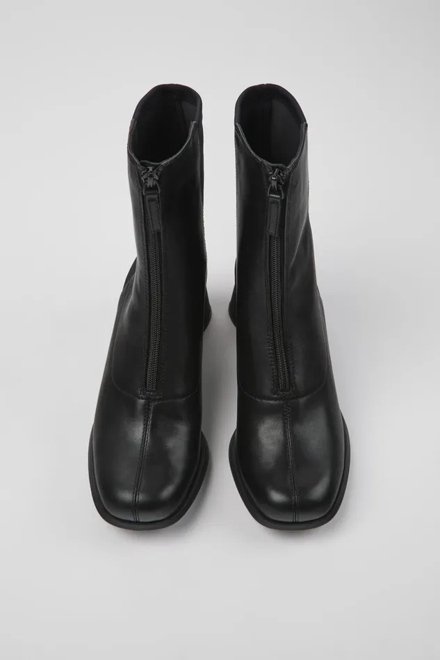 Women Kiara Black Leather And Recycled PET Boots Camper Ankle Boots Women Kiara Black Leather And Recycled PET Boots Camper Ankle Boots