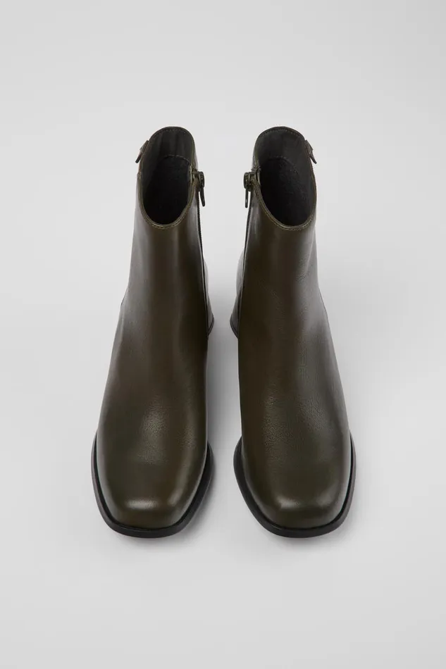 Women Kiara Green Leather And Recycled PET Boots Camper Ankle Boots Women Kiara Green Leather And Recycled PET Boots Camper Ankle Boots