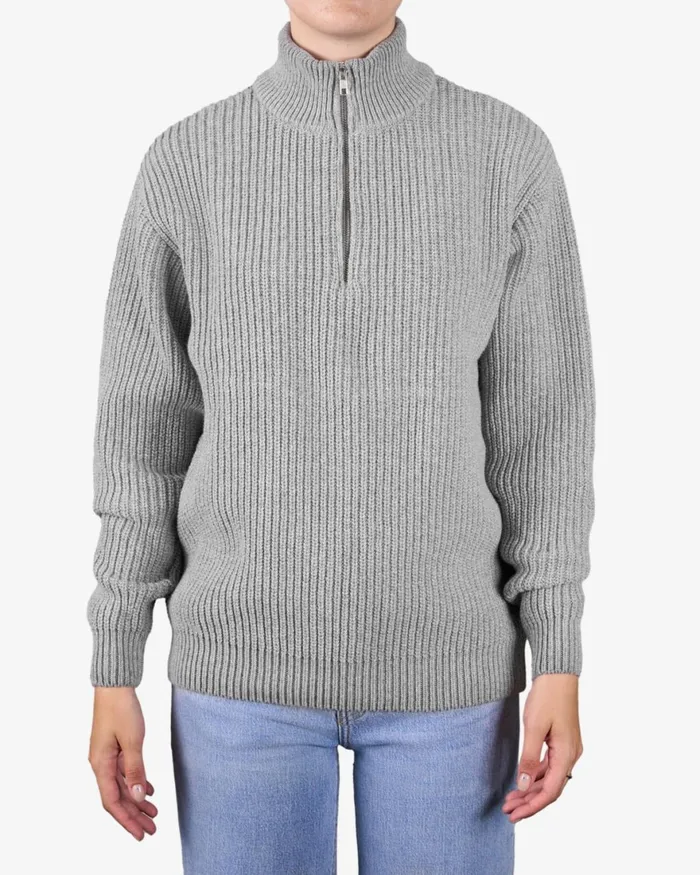 Women Knit Sweaters Colorful Standard Merino Quarter Zip Ivory White