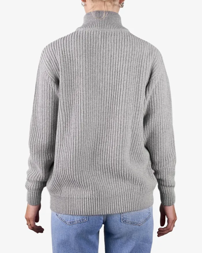 Women Knit Sweaters Colorful Standard Merino Quarter Zip Ivory White