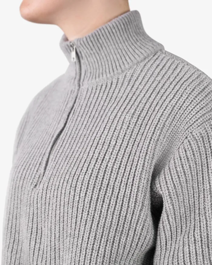 Women Knit Sweaters Colorful Standard Merino Quarter Zip Ivory White
