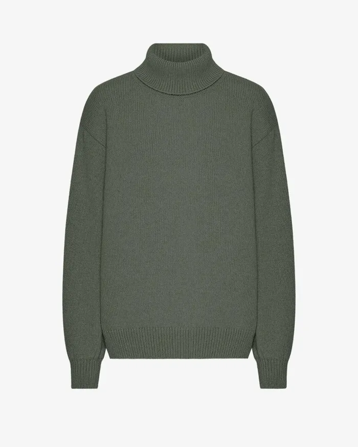 Women Knit Sweaters Colorful Standard Merino Wool Turtleneck Dusty Olive