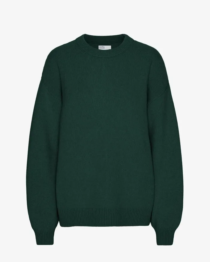 Women Knit Sweaters Colorful Standard Oversized Merino Wool Crew Emerald Green
