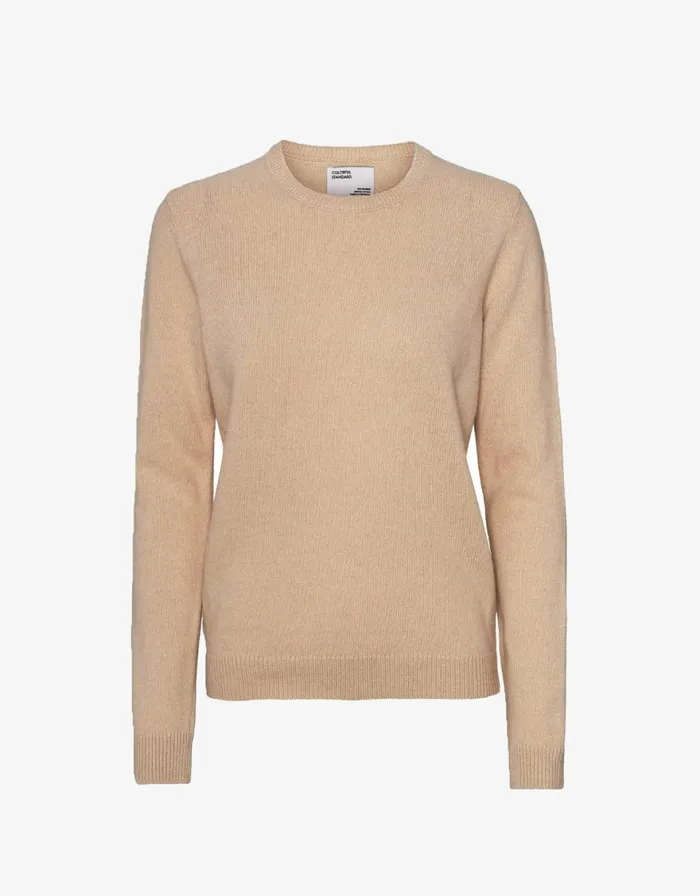 Women Knit Sweaters Colorful Standard Women Classic Merino Wool Crew Honey Beige Women Knit Sweaters Colorful Standard Women Classic Merino Wool Crew Honey Beige