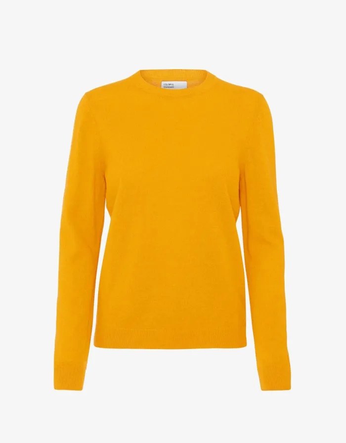 Women Knit Sweaters Colorful Standard Women Light Merino Wool Crew Burned Yellow