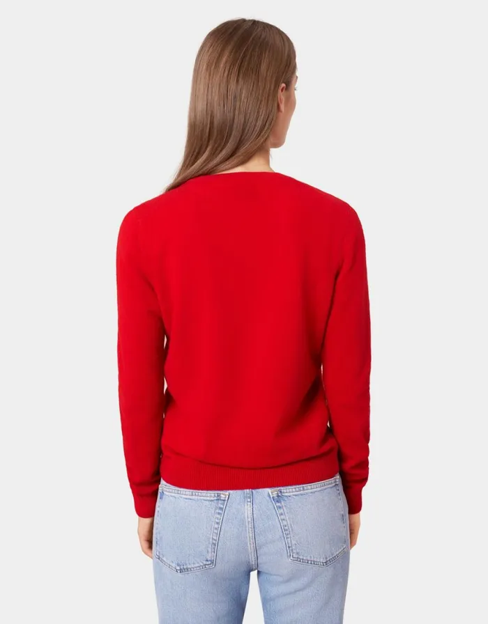 Women Knit Sweaters Colorful Standard Women Light Merino Wool Crew Scarlet Red