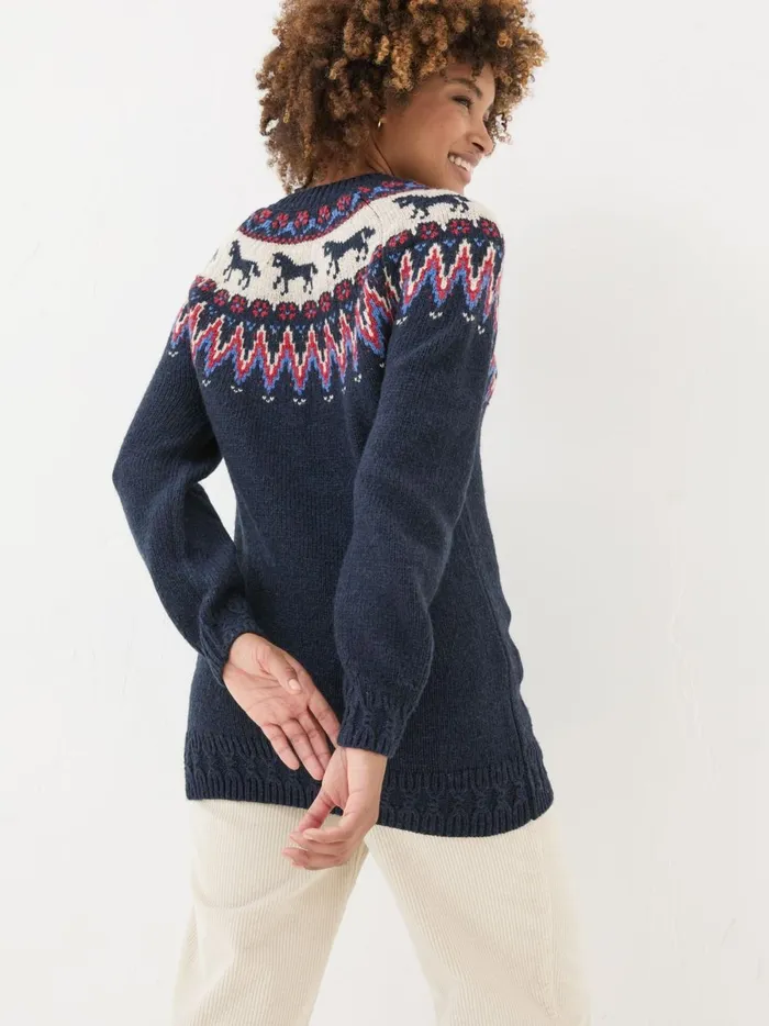 Women Knitwear Fat Face Navy Horse Fairisle Tunic Women Knitwear Fat Face Navy Horse Fairisle Tunic