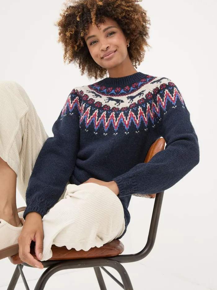 Women Knitwear Fat Face Navy Horse Fairisle Tunic Women Knitwear Fat Face Navy Horse Fairisle Tunic