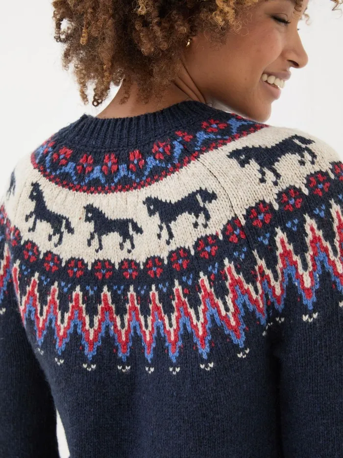 Women Knitwear Fat Face Navy Horse Fairisle Tunic Women Knitwear Fat Face Navy Horse Fairisle Tunic