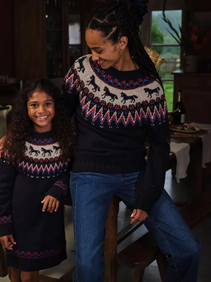 Women Knitwear Fat Face Navy Horse Fairisle Tunic Women Knitwear Fat Face Navy Horse Fairisle Tunic