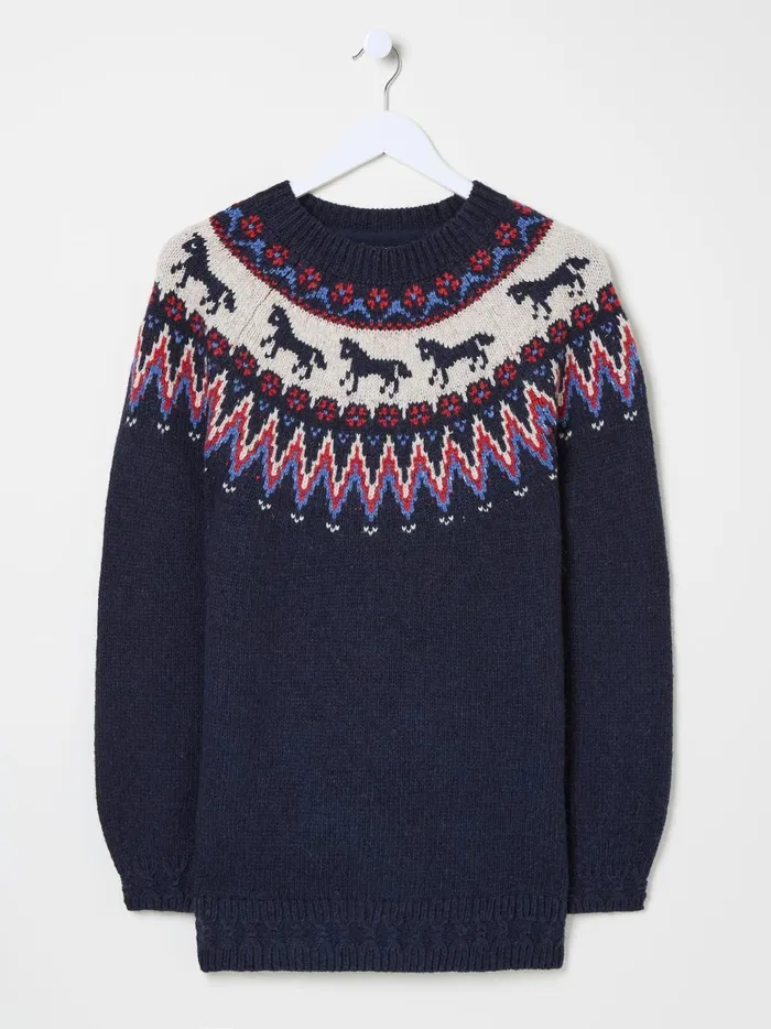 Women Knitwear Fat Face Navy Horse Fairisle Tunic Women Knitwear Fat Face Navy Horse Fairisle Tunic