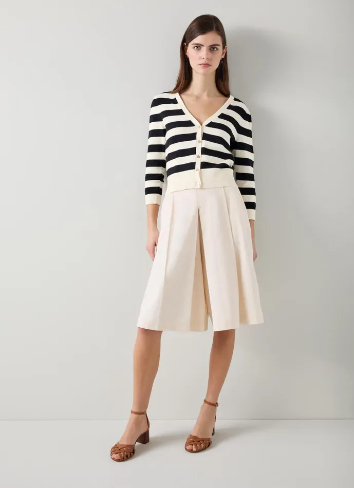 Women Knitwear LKBennett Bells Stripe Cardigan Black Cream