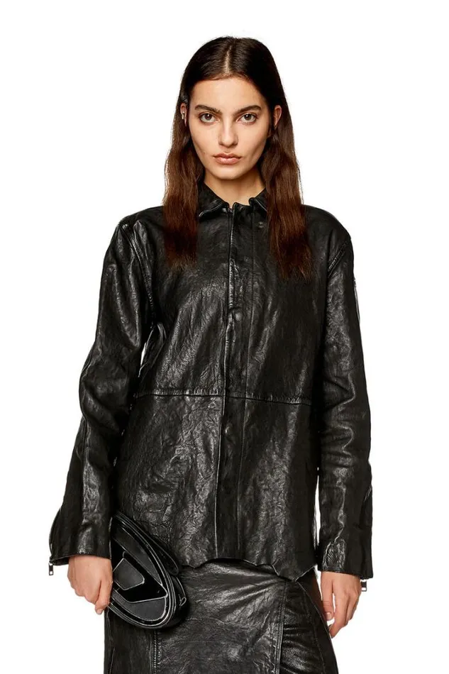 Women LMell Black Diesel Outerwear And Jackets Women LMell Black Diesel Outerwear And Jackets