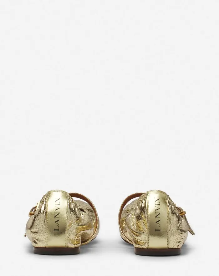 Women Lanvin Ballerinas Mary Jane In Crackled Metallic Leather Gold Women Lanvin Ballerinas Mary Jane In Crackled Metallic Leather Gold