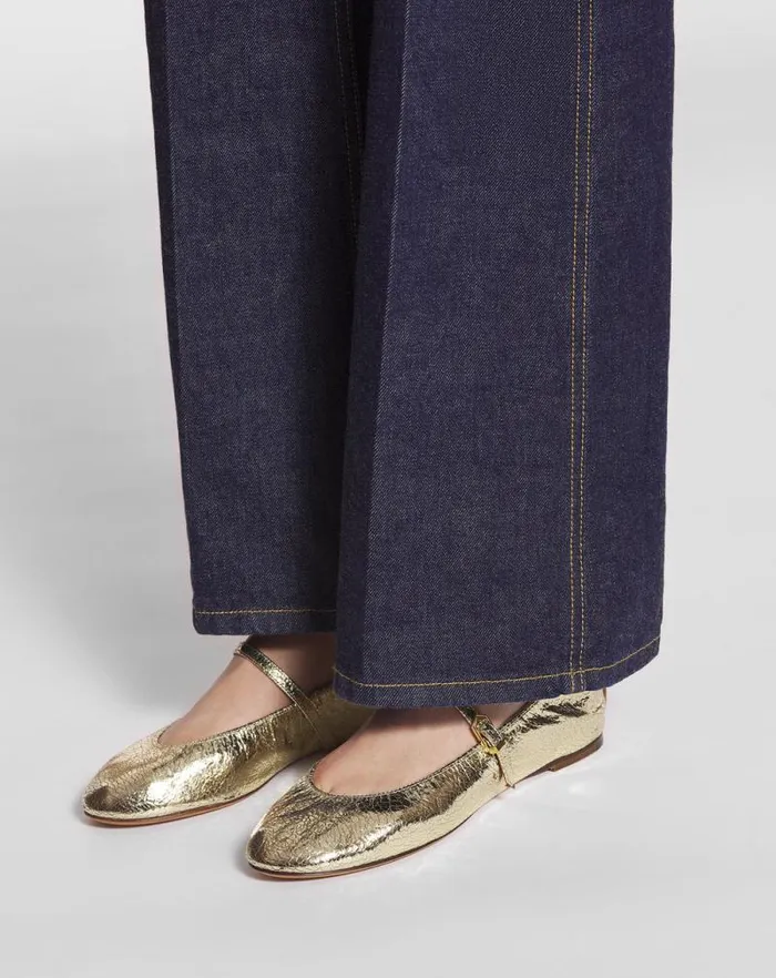 Women Lanvin Ballerinas Mary Jane In Crackled Metallic Leather Gold Women Lanvin Ballerinas Mary Jane In Crackled Metallic Leather Gold