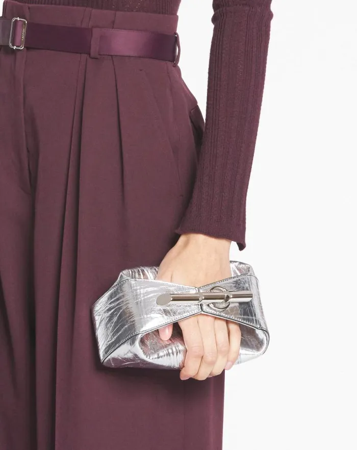 Women Lanvin Crossbody Bags and Shoulder Bags Haute Squence Clutch Bag In Metallic Leather Silver Women Lanvin Crossbody Bags and Shoulder Bags Haute Squence Clutch Bag In Metallic Leather Silver