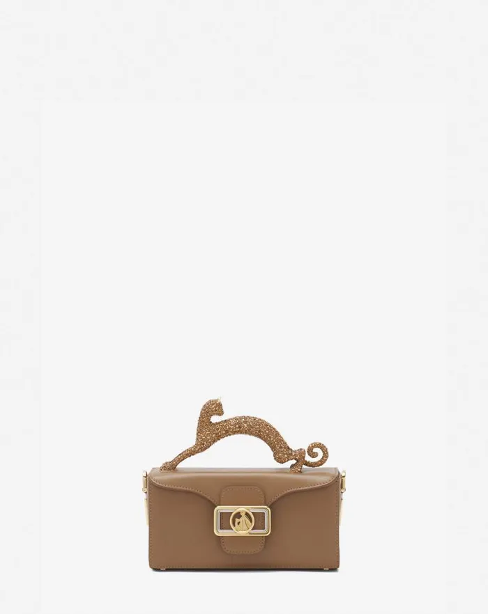 Women Lanvin Crossbody Bags and Shoulder Bags Nano Pencil Cat Bag In Leather And Rhinestone Desert Women Lanvin Crossbody Bags and Shoulder Bags Nano Pencil Cat Bag In Leather And Rhinestone Desert