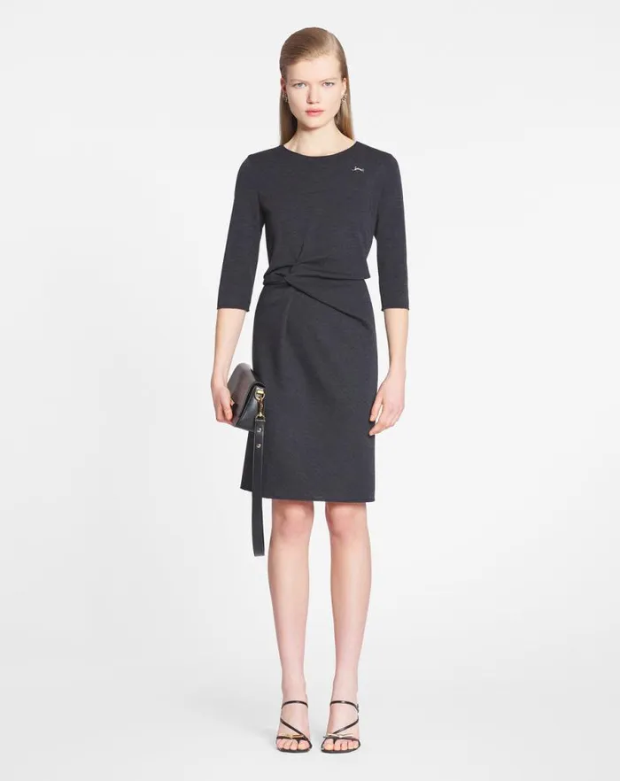 Women Lanvin Dresses Cat Pin Midlength Dress Dark Grey Women Lanvin Dresses Cat Pin Midlength Dress Dark Grey