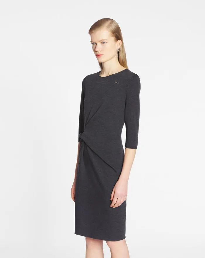 Women Lanvin Dresses Cat Pin Midlength Dress Dark Grey Women Lanvin Dresses Cat Pin Midlength Dress Dark Grey