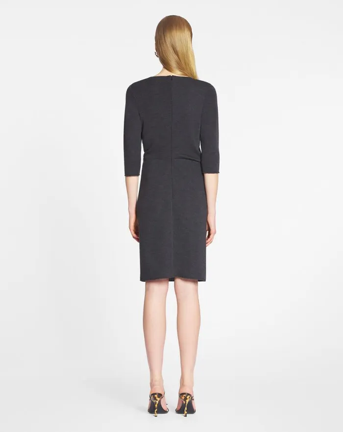 Women Lanvin Dresses Cat Pin Midlength Dress Dark Grey Women Lanvin Dresses Cat Pin Midlength Dress Dark Grey