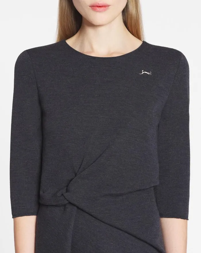 Women Lanvin Dresses Cat Pin Midlength Dress Dark Grey Women Lanvin Dresses Cat Pin Midlength Dress Dark Grey