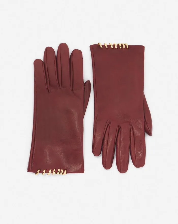 Women Lanvin Gloves Melodie By Lanvin Leather Gloves Burgundy