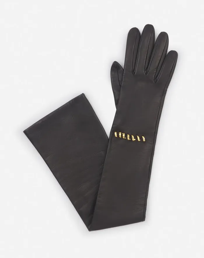 Women Lanvin Gloves Melodie Leather Gloves Black Women Lanvin Gloves Melodie Leather Gloves Black