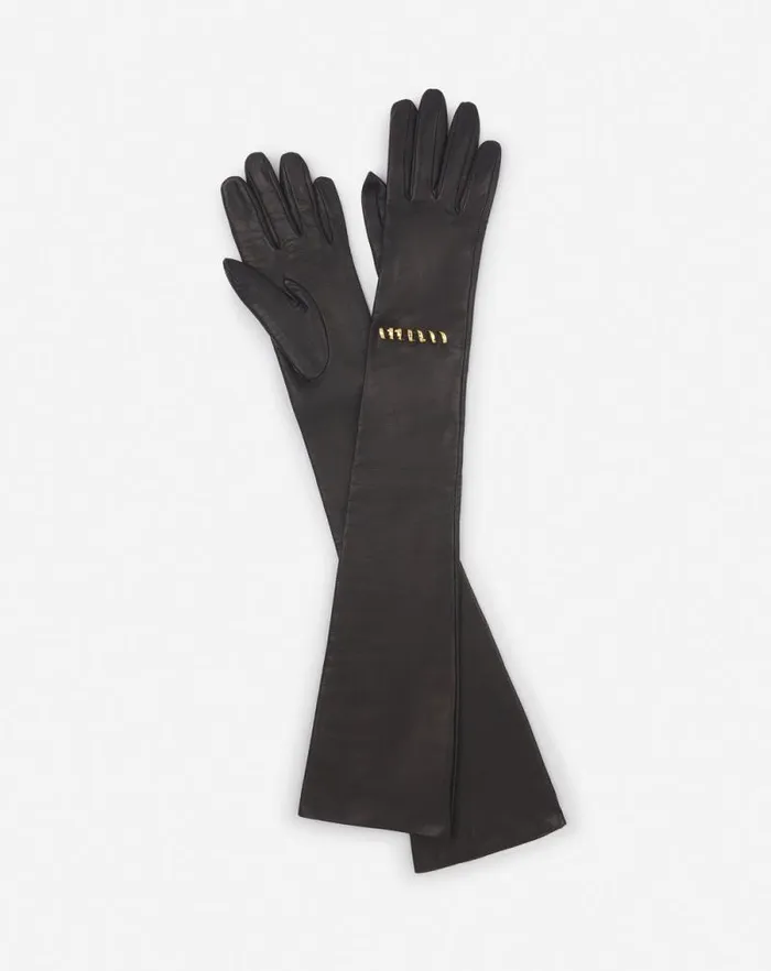 Women Lanvin Gloves Melodie Leather Gloves Black Women Lanvin Gloves Melodie Leather Gloves Black