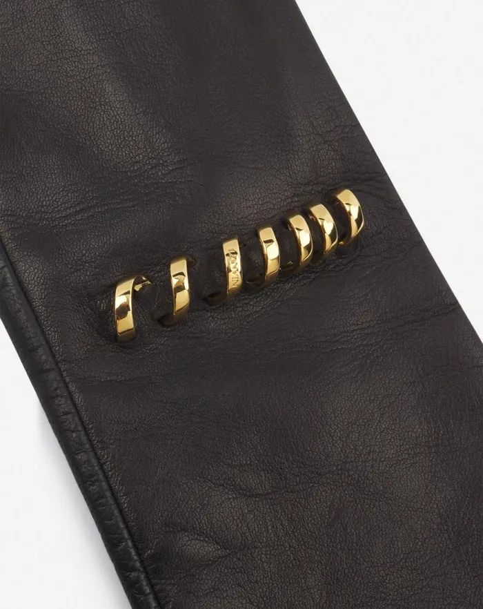 Women Lanvin Gloves Melodie Leather Gloves Black Women Lanvin Gloves Melodie Leather Gloves Black