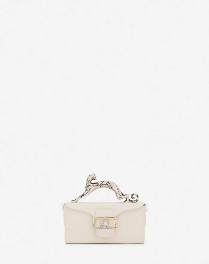 Women Lanvin Mini Bags and Clutches Nano Pencil Cat Leather Bag Chalk