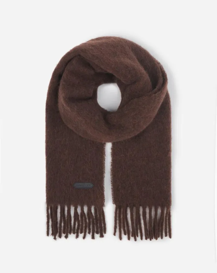 Women Lanvin Silks and Scarves Lanvin Fringed Scarf In Wool Dark Brown Women Lanvin Silks and Scarves Lanvin Fringed Scarf In Wool Dark Brown