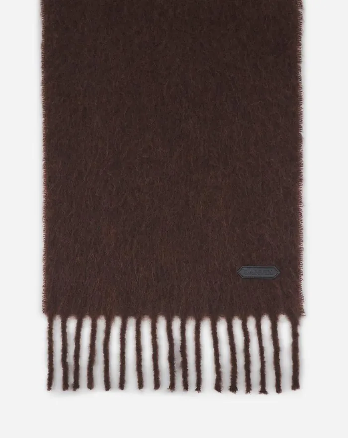 Women Lanvin Silks and Scarves Lanvin Fringed Scarf In Wool Dark Brown Women Lanvin Silks and Scarves Lanvin Fringed Scarf In Wool Dark Brown