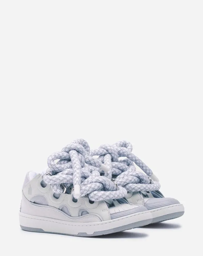 Women Lanvin Sneakers Curb Sneakers In Leather With Snake Laces White Women Lanvin Sneakers Curb Sneakers In Leather With Snake Laces White